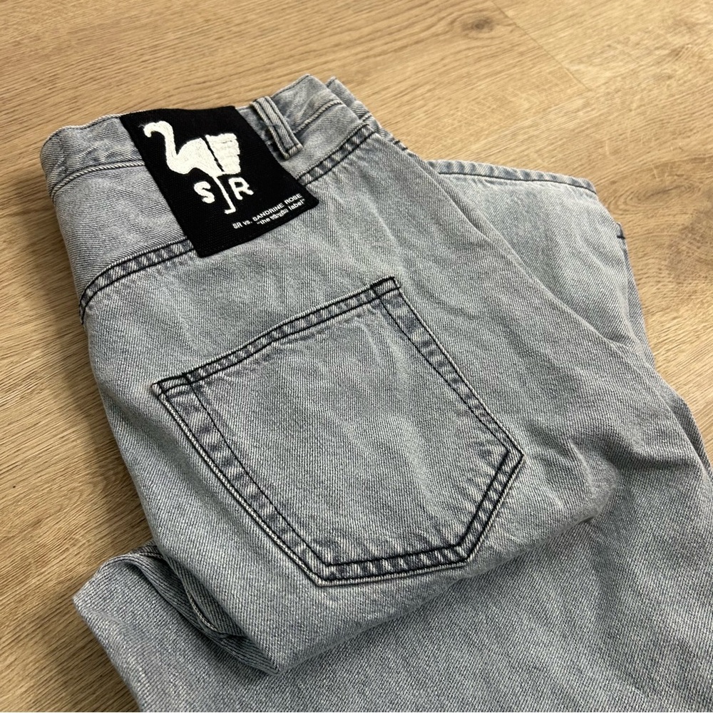 NWT Sandrine Rose Grey Denim Harem Drop Crotch Jeans Size 27